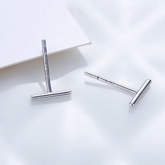Sterling Silver Bar Earrings 2 sizes - Picture 6 of 10
